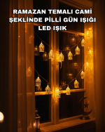 Ev Dekoru İçin Ramazan LED Işık Pilli Sıcak Sarı Cami Figürlü - Görsel 5