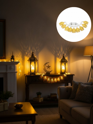 Ev Dekoru İçin Ramazan LED Işık Pilli Sıcak Sarı Cami Figürlü