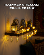 Pilli Altın Fenerli Ramazan Işıkları Dekoratif LED Zincir - Görsel 5
