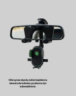 Ayarlanabilir Kıskaçlı Dikiz Aynası Telefon Tutucu Tüm Telefonlarla Uyumlu - Görsel 2