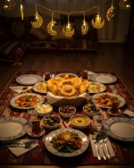 Gold Renk Metal Minareli Hilal LED Işık Pilli Ramazan Süsü - Görsel 4