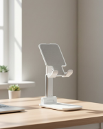 Ayarlanabilir Ergonomik Katlanabilir Masaüstü Telefon Tutucu Beyaz - Görsel 5
