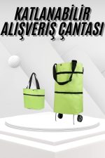 Katlanabilir Tekerlekli Pazar Market Çarşı Arabası Market Alışveriş Çantası - Görsel 5