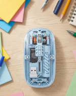 Ofis ve Günlük Kullanım İçin Mavi Bluetooth Kablosuz Mouse - Görsel 5