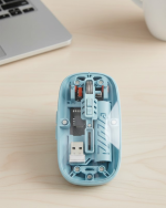 Bluetooth 5.2 ve 2.4G USB Kablosuz Mouse Pilli Mavi Tasarım - Görsel 5