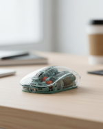 Bluetooth ve 2.4G USB Destekli Pilli Kablosuz Şeffaf Mouse - Görsel 6
