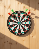15 İnç Dart Tahtası 4 Metal Uçlu Dart Oku Dayanıklı Ahşap Gövde - Görsel 5