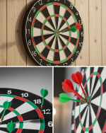 Kaliteli Ahşap Dart Tahtası 12 İnç 4 Adet Metal İğne Uçlu Ok - Görsel 5