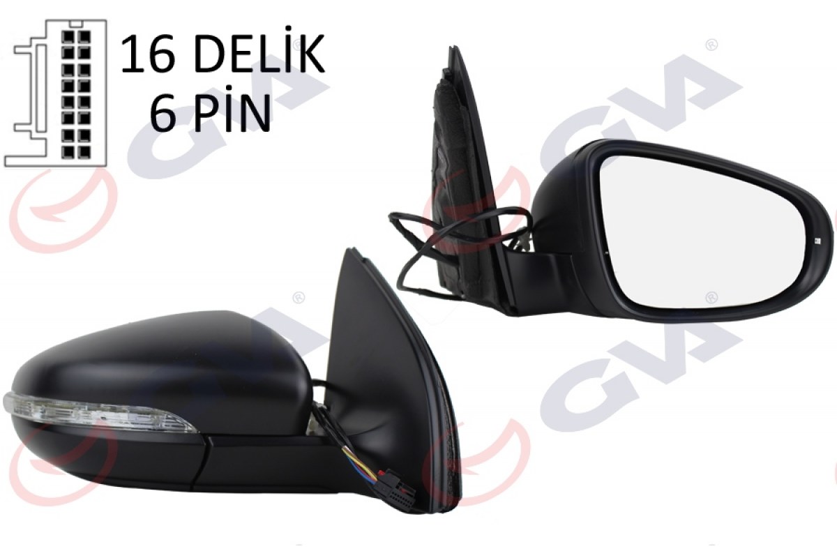 1811418_249844_945704122.jpg DIŞ DİKİZ AYNASI SAĞ GOLF 09 ELEKTRİKLİ ISITMALI SİNYALLİ KONVEKS 6 FİŞ VM- 6197EHPR - Görsel 1
