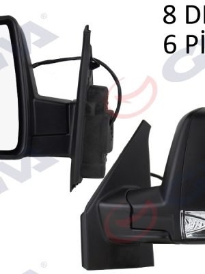DIŞ DİKİZ AYNASI SOL DOBLO 11 ELEKTRİKLİ SİNYALLİ SİYAH KAPAKLI TEK CAM KONVEKS 6 FİŞ VM-668EHL