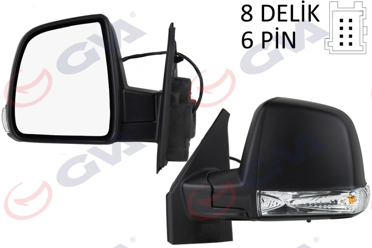 1811708_251310_164581870.jpg DIŞ DİKİZ AYNASI SOL DOBLO 11 ELEKTRİKLİ SİNYALLİ SİYAH KAPAKLI TEK CAM KONVEKS 6 FİŞ VM-668EHL - Görsel 1