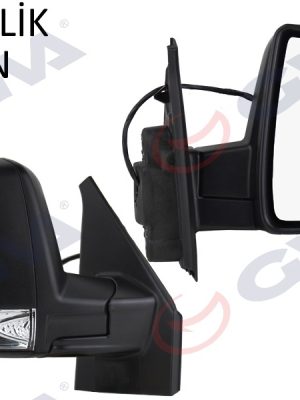 DIŞ DİKİZ AYNASI SAĞ DOBLO 11 ELEKTRİKLİ SİNYALLİ SİYAH KAPAKLI TEK CAM KONVEKS 8 FİŞ VM-668EHR