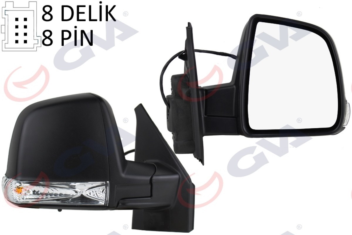 1811780_251679_839663603.jpg DIŞ DİKİZ AYNASI SAĞ DOBLO 11 ELEKTRİKLİ SİNYALLİ SİYAH KAPAKLI TEK CAM KONVEKS 8 FİŞ VM-668EHR - Görsel 1