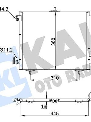 KLİMA RADYATÖRÜ KURUTUCULU [ PEUGEOT 207 2006-, 208 2012-, 1007 2005-, CITROEN C2, C3, C3 II, DS3 1.4/1.6 HDI 420X374X16MM ]