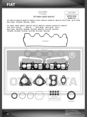 ÜST TAKIM CONTA (VİTON KEÇELİ+SUBAP LASTİKLİ) FIAT DOBLO OPEL ASTRA H-VECTRA C-ZAFİRA 1.9JTD