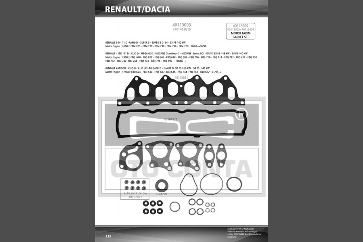 1817150_53993_645663572.jpg ÜST TAKIM CONTASI RENAULT KANGO 1.9 DİZEL (KEÇELİ) - Görsel 1