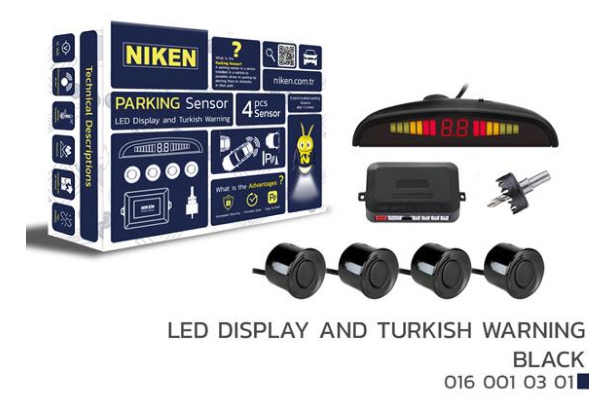 1833387_963353_643458533.jpg PARK SENSÖRÜ LED EKRAN VE TURKCE UYARI SİYAH - Görsel 1
