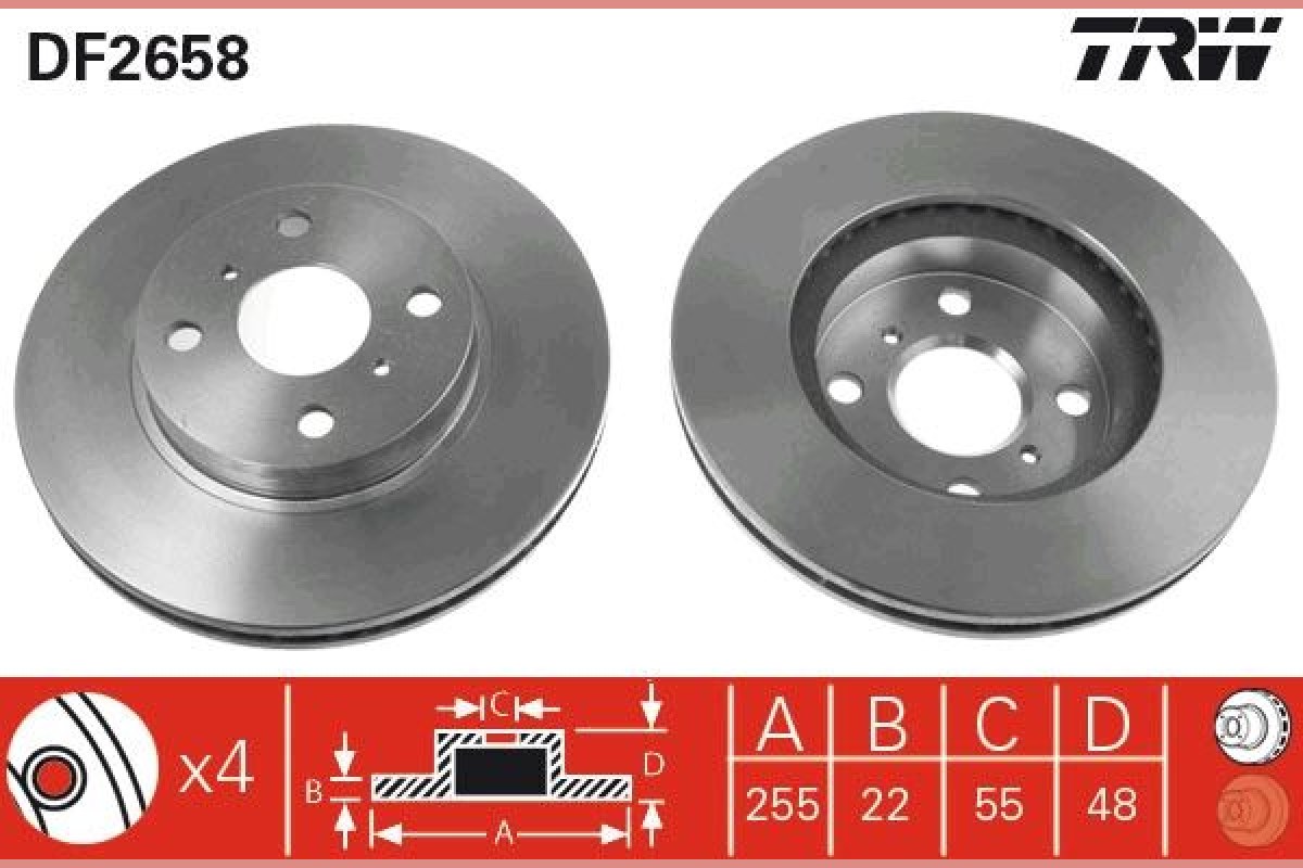 1834152_986933_839581240.jpg ÖN FREN AYNASI COROLLA 1.4 ie 16V 00-01 1.3 ie 16V 92-97 1.8 ie 16V 92-97 255x22x4DLxHAVALI - Görsel 1