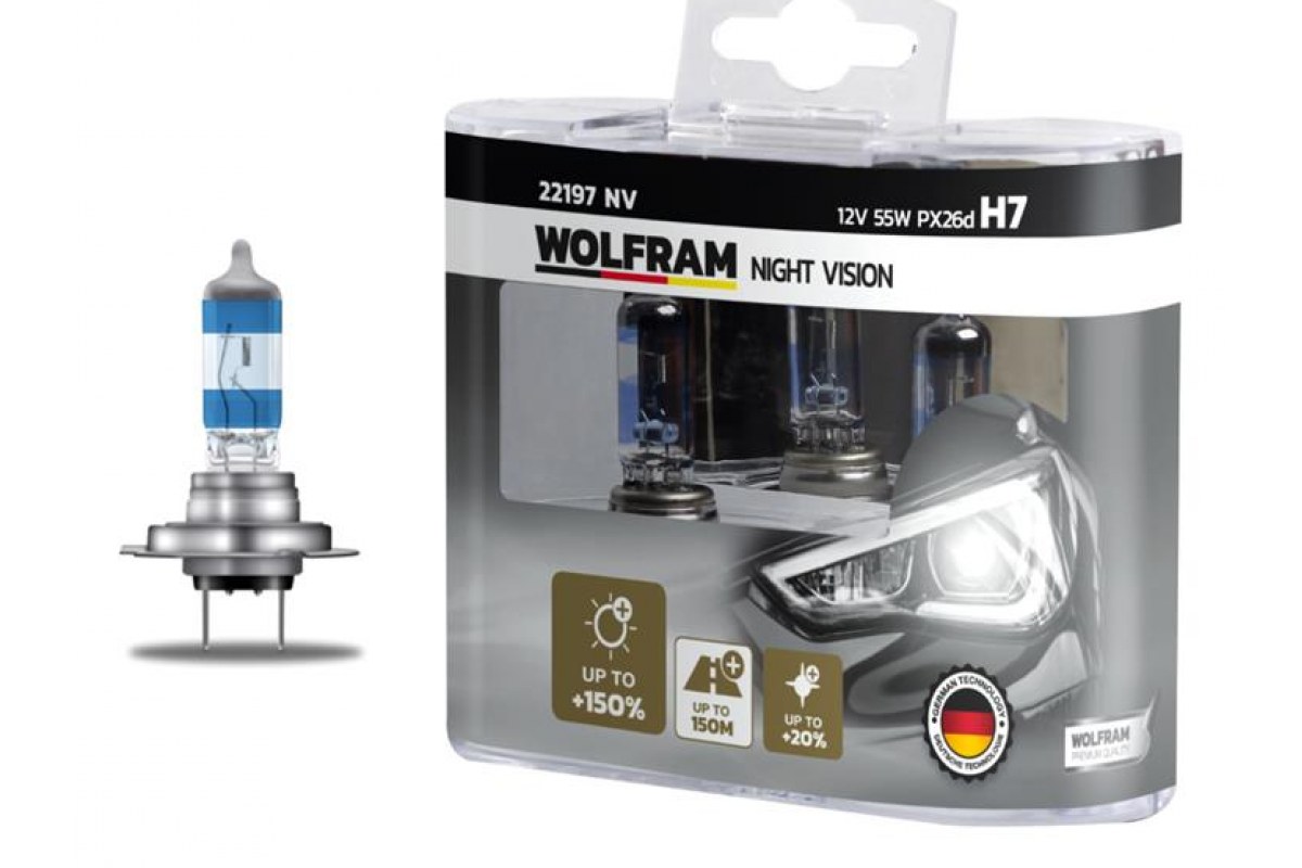 1860017_1103422_158192393.jpg AMPUL 12V H7 55 PX26d NIGHT VISION 150 FAZLA 20 BEYAZ IŞIK - Görsel 1