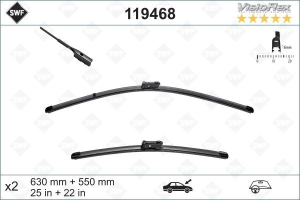 1868237_1137025_800911964.jpg SWF VisioFlex Flat Blade X2 630 550 mm VW Tiguan II - Görsel 1