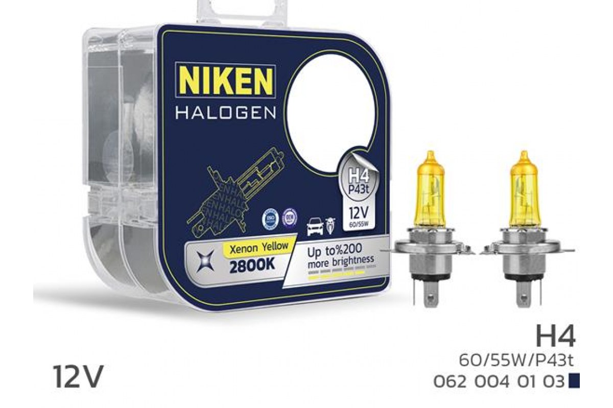 1869157_1138529_389366607.jpg NIKEN 12V H4 60/55W SARI IŞIK AMPUL P43t 2800K - Görsel 1