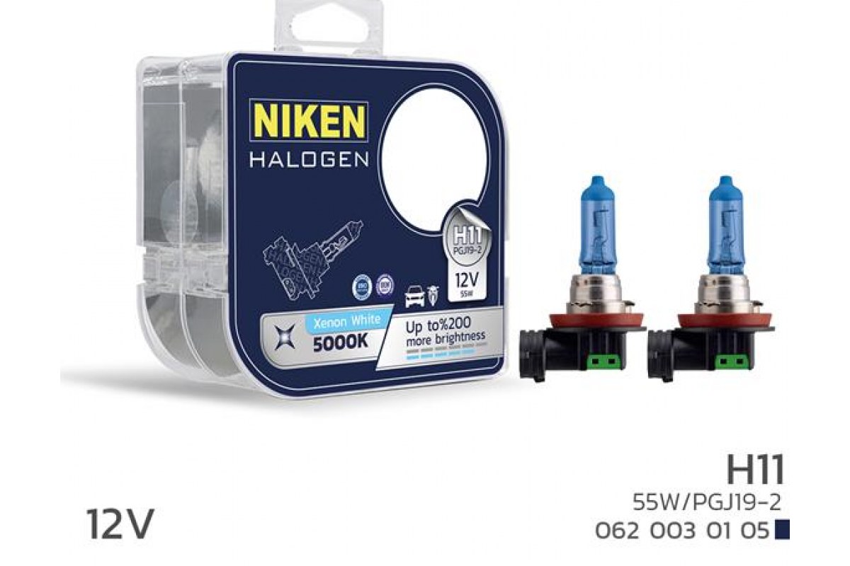 1869158_1138530_858632579.jpg NIKEN 12V H11 55W BEYAZ IŞIK AMPUL PG319-2 5000K - Görsel 1