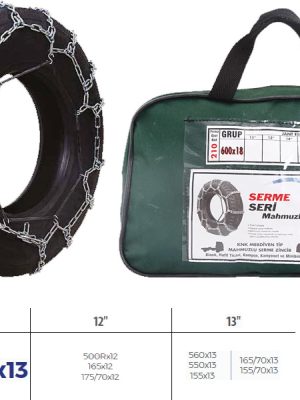 PATİNAJ ZİNCİRİ BİNEK VE HAFİF TİC.ARAÇ SERME 12-13 JANT 560x13 ZİNCİR EBATLARI İÇİN RESİME BAKINIZ