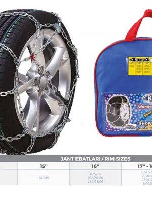 PATİNAJ ZİNCİRİ 4x4 JEEP - MİNİBÜS VE HAFİF TİC.ARAÇ 15-16-17-18-19 JANT ZİNCİR EBATLARI İÇİN RESİME BAKINIZ