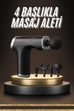 Profesyonel Masaj Tabancası Sporcu Masaj Aleti 4 Başlıklı Şarjlı Titreşimli - Görsel 2