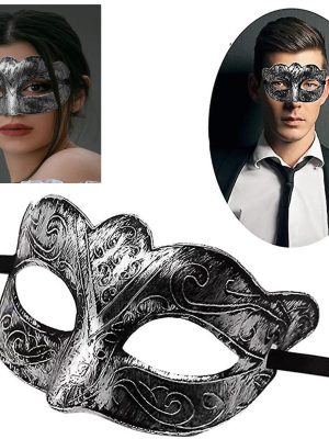 Maskeli Balo Antik Gri Gümüş Eskitilmiş Maske Balo Venedik