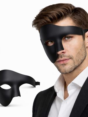 Siyah Yarım Erkek Maske – Phantom Parti & Balo Maskesi