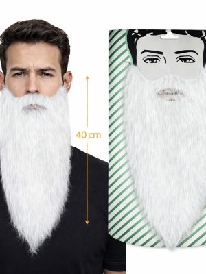Beyaz Renk Lastikli Uzun Takma Sakal 40 cm