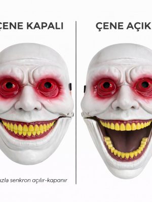 Hareketli Çene Mekanizmalı Korku Maskesi Kırmızı