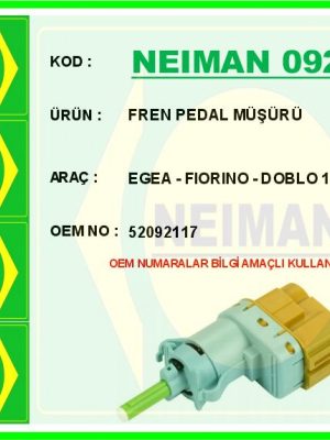 FREN PEDAL MÜŞÜRÜ EGEA - FIORINO - DOBLO 17 > FIAT 500