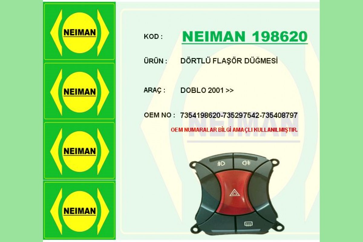 2154484_1273372_526606802.jpg DÖRTLÜ FLAŞÖR DÜĞMESİ FIAT DOBLO 01> - Görsel 1