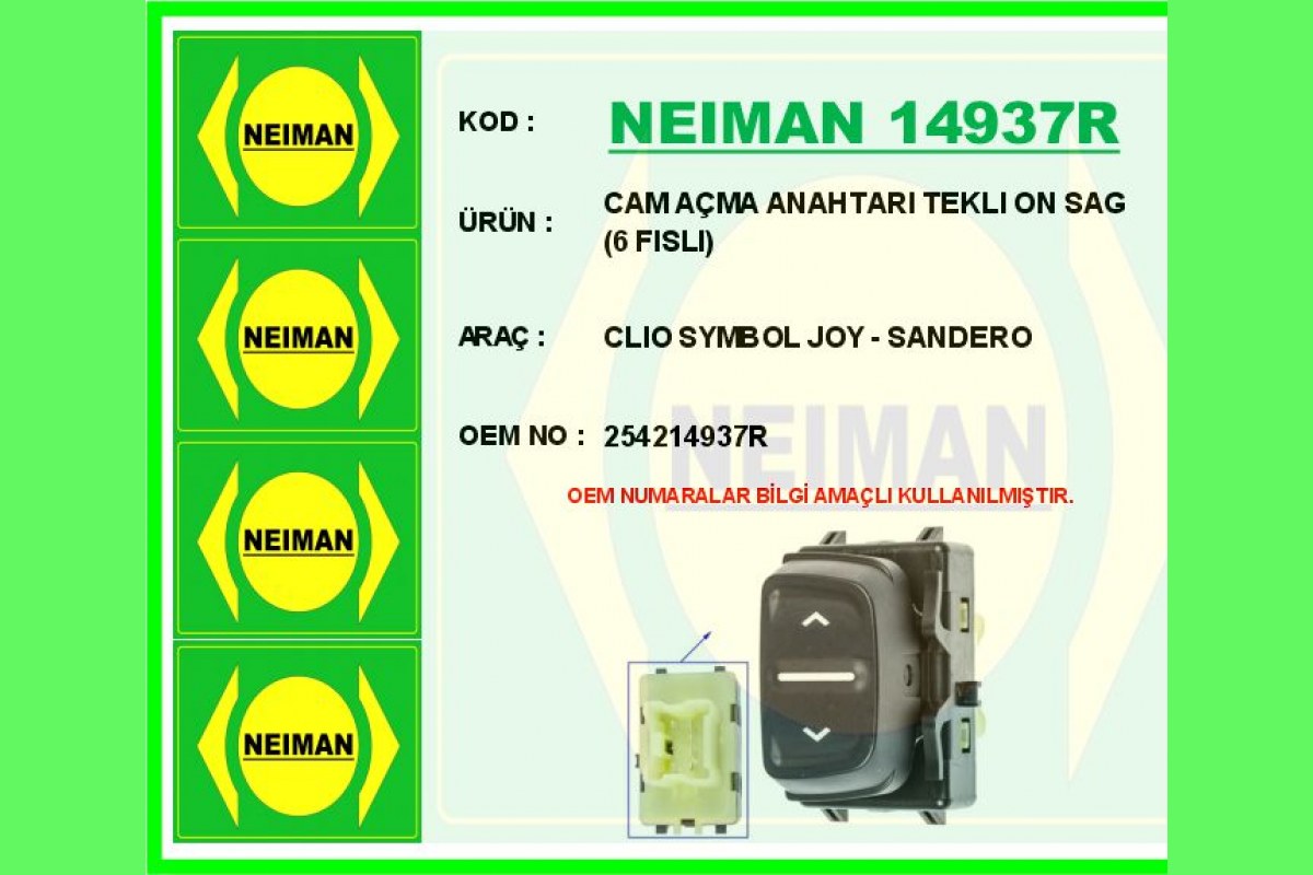 2154557_1273445_124899075.jpg CAM AÇMA ANAHTARI TEKLI ON SAG 6 FISLI CLIO SYMBOL JOY - SANDERO - Görsel 1