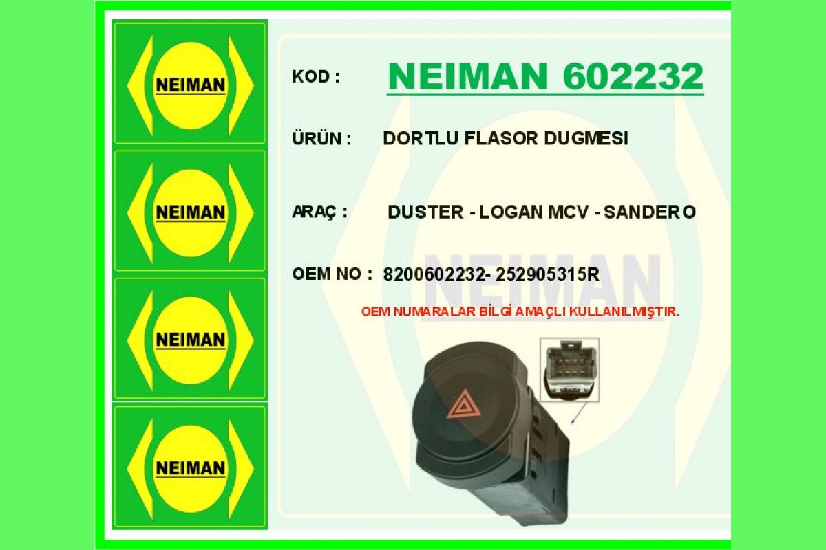 2154643_1273531_523728249.jpg DORTLU FLASOR DUGMESI DUSTER - LOGAN MCV - SANDERO - Görsel 1