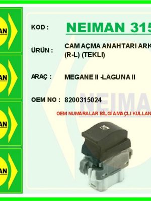 CAM AÇMA ANAHTARI ARKA R-L TEKLI MEGANE II -LAGUNA II