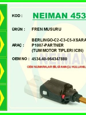 FREN MUSURU BERLINGO-C2-C3-C5-XSARA-P206-P307-P1007-PARTNER TUM MOTOR TIPLERI ICIN