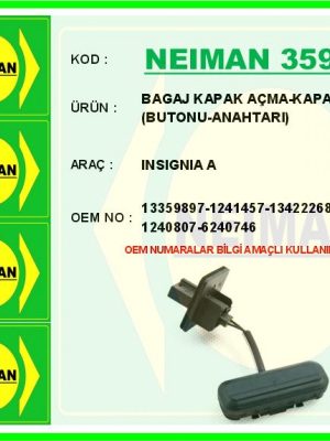 BAGAJ KAPAK AÇMA-KAPAMA SWİCİ BUTONU-ANAHTARI INSIGNIA A