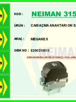 CAM AÇMA ANAHTARI ON SAG TEKLI MEGANE II