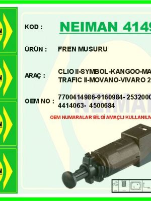 FREN MUSURU CLIO II-SYMBOL-KANGOO-MASTER II-TRAFIC II-MOVANO-VIVARO 2 FIS - SIYAH