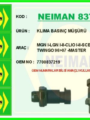 KLIMA BASINÇ MÜŞÜRÜ MGN I-LGN I-II-CLIO I-II-SCENIC I-TWINGO 96>07 -MASTER