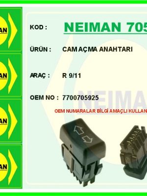 CAM AÇMA ANAHTARI RENAULT R9-R11 TEKLİ 5 PİN