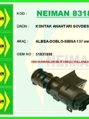 KONTAK ANAHTARI GOVDESI KILITSIZ ALBEA-DOBLO-SIENA 137 mm 02 > 11