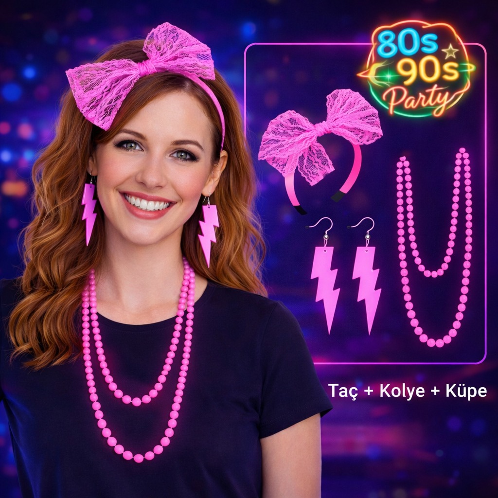 2161043_80-ler-90-lar-neon-pembe-parti-seti-kolye-kupe-tac-resim-5428.jpg 80’ler 90’lar Neon Pembe Parti Seti – Kolye Küpe Taç - Görsel 1