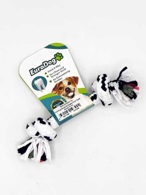EuroDog Diş İpi İki Düğüm İnce Siyah Beyaz 15 cm