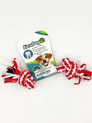 EuroDog Diş İpi İki Düğüm Kalın Kırmızı Beyaz 15cm