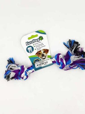 EuroDog Diş İpi İki Düğüm Kalın Mor Mavi Beyaz15cm