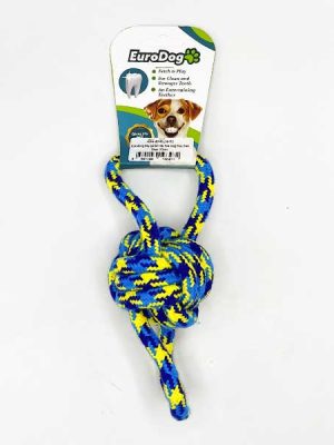 EuroDog Diş İpi İki Hlk.Tek Düğ.Yeş.Sarı Mavi 20cm